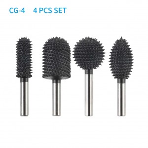 Kutzall Style Wood Carving Tungsten Carbide Grit Typhoon Burr 4pcs Set